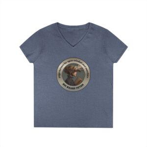 Women's v-neck t-shirt with page-turners (a woman reading image)