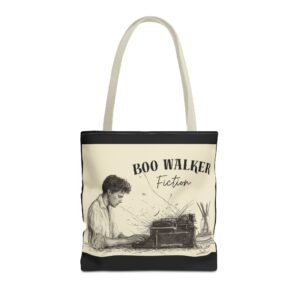 Writer's Tote Bag w a man writing logo
